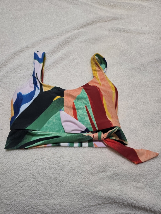 CALIA by Carrie Underwood Other - CALIA Abstract Print Tie-Front Bikini Top - Multicolor
